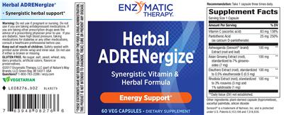 Photo of the Enzymatic Therapy Herbal Adrenergize label