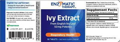 Photo of the Enzymatic Therapy Ivy Extract label