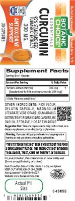 Photo of the Botanic Choice Curcumin 300 mg label