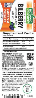 Photo of the Botanic Choice Bilberry 60 mg label