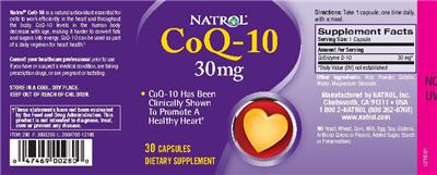 Photo of the Natrol CoQ-10 30 mg label