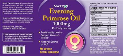 Photo of the Natrol Evening Primrose Oil 1000 mg label