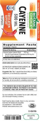 Photo of the Botanic Choice Cayenne label