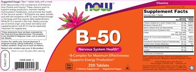 Photo of the NOW B-50 label