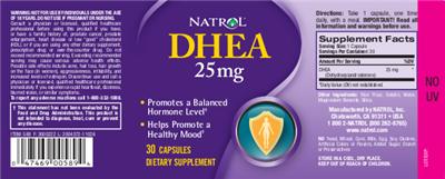 Photo of the Natrol DHEA 25 mg label