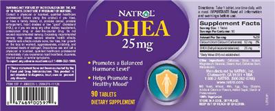 Photo of the Natrol DHEA 25 mg label