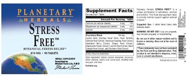 Photo of the Planetary Herbals Stress Free label
