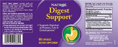 Photo of the Natrol Digest Support label