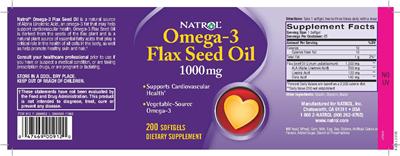Photo of the Natrol Omega-3 Flax Seed Oil 1000 mg label