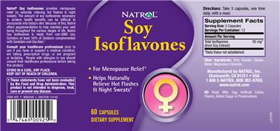 Photo of the Natrol Soy Isoflavones label