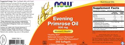 Photo of the NOW Evening Primrose Oil 500 mg label