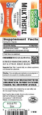 Photo of the Botanic Choice Milk Thistle 100 mg label