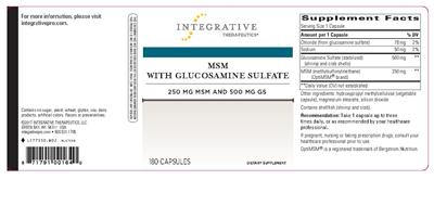 Photo of the Integrative Therapeutics MSM With Glucosamine Sulfate label