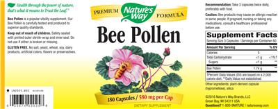 Photo of the Nature's Way Bee Pollen 580 mg label