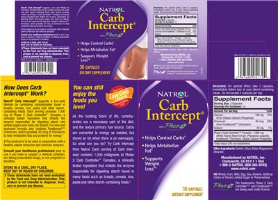 Photo of the Natrol Carb Intercept label