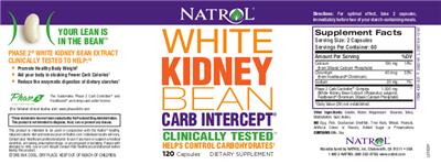 Photo of the Natrol White Kidney Bean Carb Intercept label