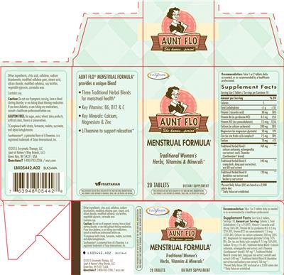 Photo of the Enzymatic Therapy Aunt Flo Menstrual Formula label