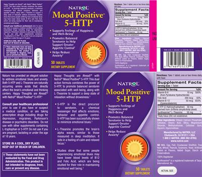 Photo of the Natrol Mood Positive 5-HTP label
