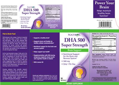Photo of the Natrol DHA 500 Super Strength label
