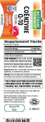 Photo of the Botanic Choice CoEnzyme Q-10 120 mg label