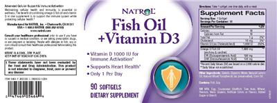 Photo of the Natrol Fish Oil + Vitamin D3 label