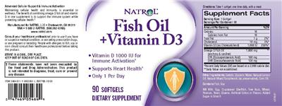 Photo of the Natrol Fish Oil + Vitamin D3 label