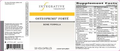Photo of the Integrative Therapeutics Osteoprime Forte label
