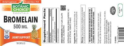 Photo of the Botanic Choice Bromelain 500 mg label