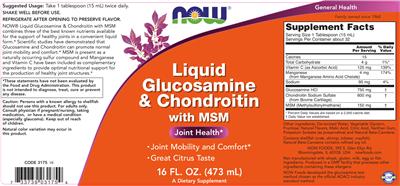 Photo of the NOW Liquid Glucosamine & Chondroitin With MSM label