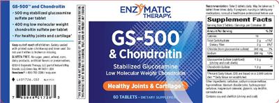 Photo of the Enzymatic Therapy GS-500 & Chondroitin label