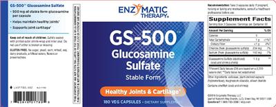 Photo of the Enzymatic Therapy GS-500 Glucosamine Sulfate label
