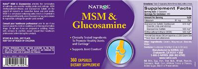 Photo of the Natrol MSM & Glucosamine label