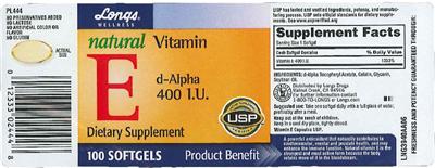 Photo of the Longs Wellness Natural Vitamin E D-Alpha 400 IU label