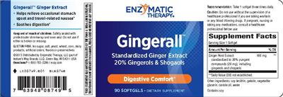 Photo of the Enzymatic Therapy Gingerall label