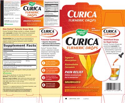 Photo of the Nature's Way Curica Turmeric Drops Orange Flavored label