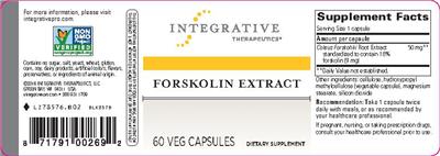 Photo of the Integrative Therapeutics Forskolin Extract label