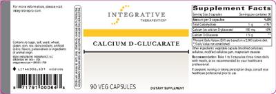 Photo of the Integrative Therapeutics Calcium D-Glucarate label