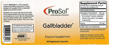 Photo of the ProSol Gallbladder label