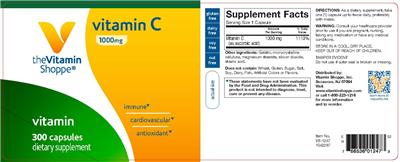 Photo of the The Vitamin Shoppe Vitamin C 1000 mg label