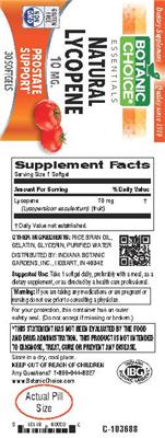 Photo of the Botanic Choice Natural Lycopene 10 mg label