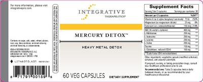 Photo of the Integrative Therapeutics Mercury Detox label
