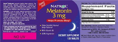 Photo of the Natrol Melatonin 3 mg label