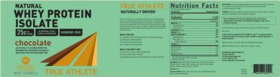 Photo of the True Athlete Natural Whey Protein Isolate 25 g Chocolate label