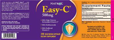 Photo of the Natrol Easy-C 500 mg label