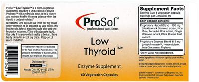 Photo of the ProSol Low Thyroid label