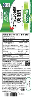 Photo of the Botanic Choice Neuro Support Plus label