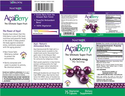 Photo of the Natrol AcaiBerry 1,000 mg label