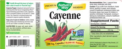 Photo of the Nature's Way Cayenne label