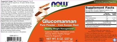 Photo of the NOW Glucomannan Pure Powder label