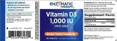 Photo of the Enzymatic Therapy Vitamin D3 1,000 IU label